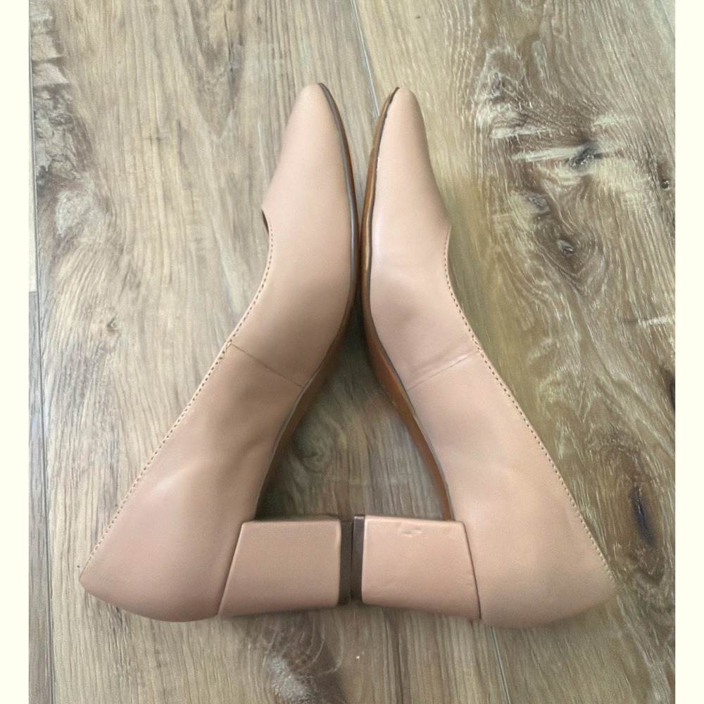 Naturalizer Karina Leather Pumps 9.5W Nude Square Toe Block Heel Office Comfort - Picture 5 of 11